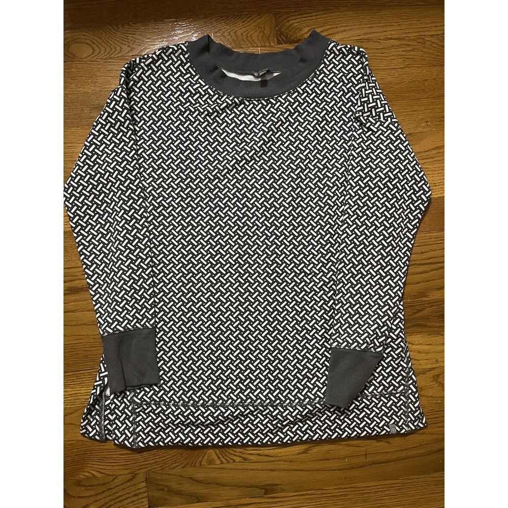 T by Talbots - Size Medium - Gray & White Sweatshirt Tunic - Geometric - SOFT
